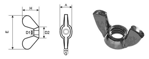 DIN 315 - Wing Nuts Dimensions